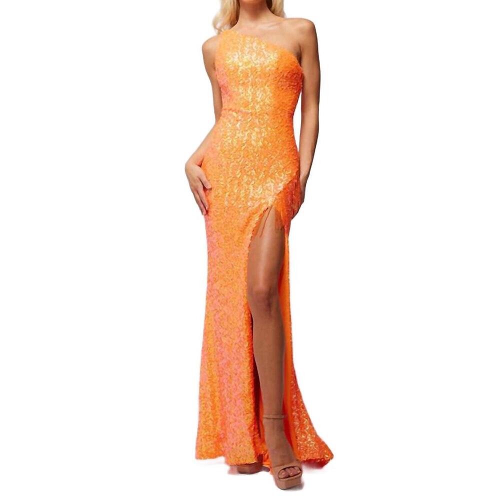 NEW VIENNA PROM one shoulder maxi dress in orange